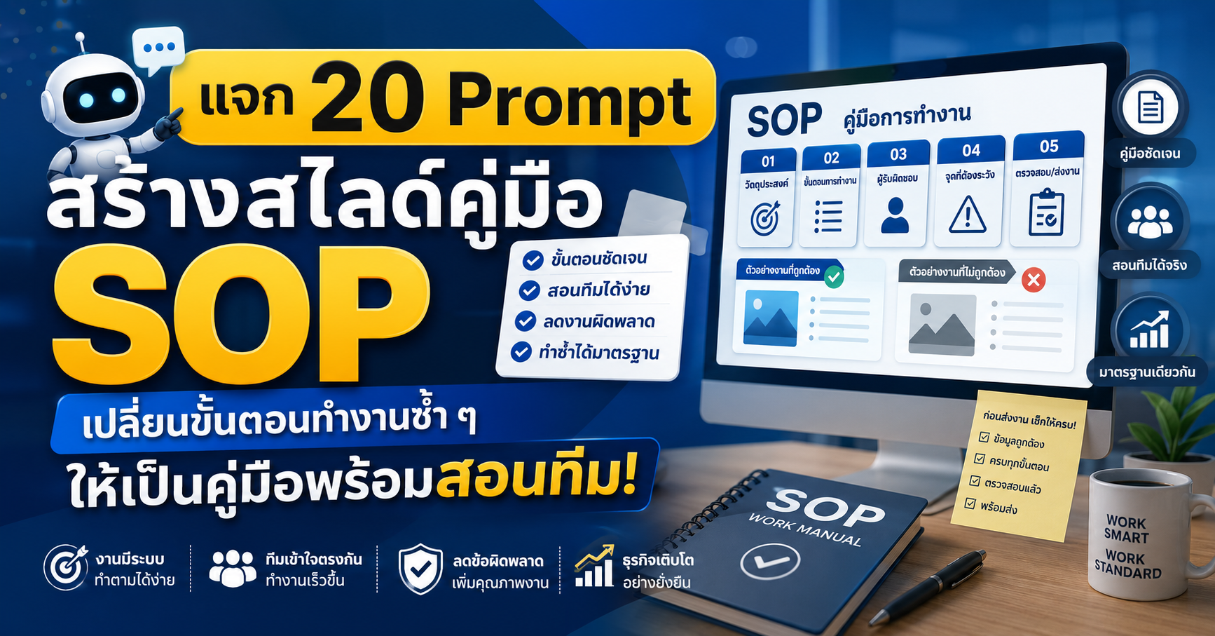 20  Prompt สร้างสไลด์คู่มือการทำงาน SOP เปลี่ยนขั้นตอนทำงานซ้ำ ๆ ให้เป็นคู่มือพร้อมสอนทีม