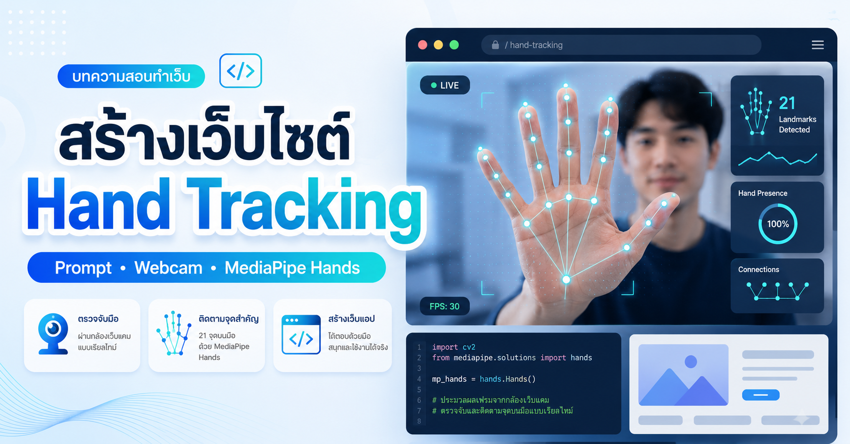 สร้างเว็บไซต์ Hand Tracking