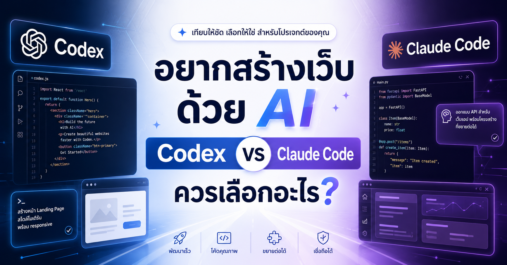 อยากสร้างเว็บด้วย AI ควรเลือก Codex หรือ Claude Code
