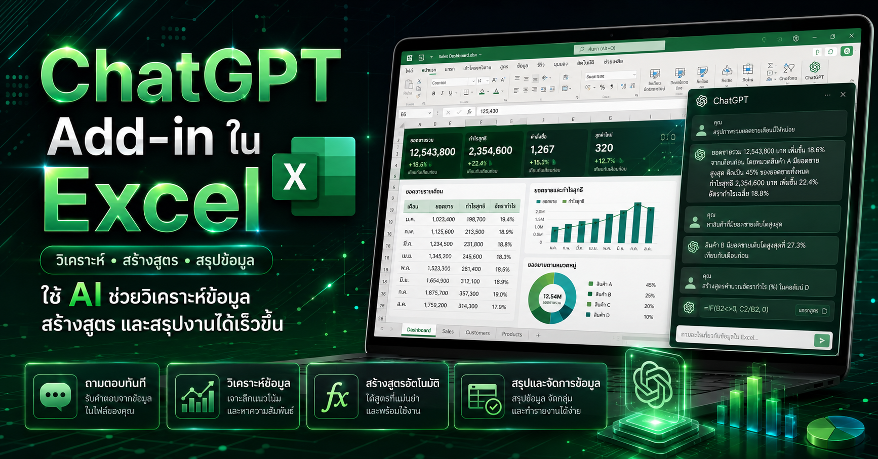ไม่เก่งสูตรก็ทำ Excel ได้ วิธีติดตั้งและใช้ ChatGPT for Excel สำหรับมือใหม่