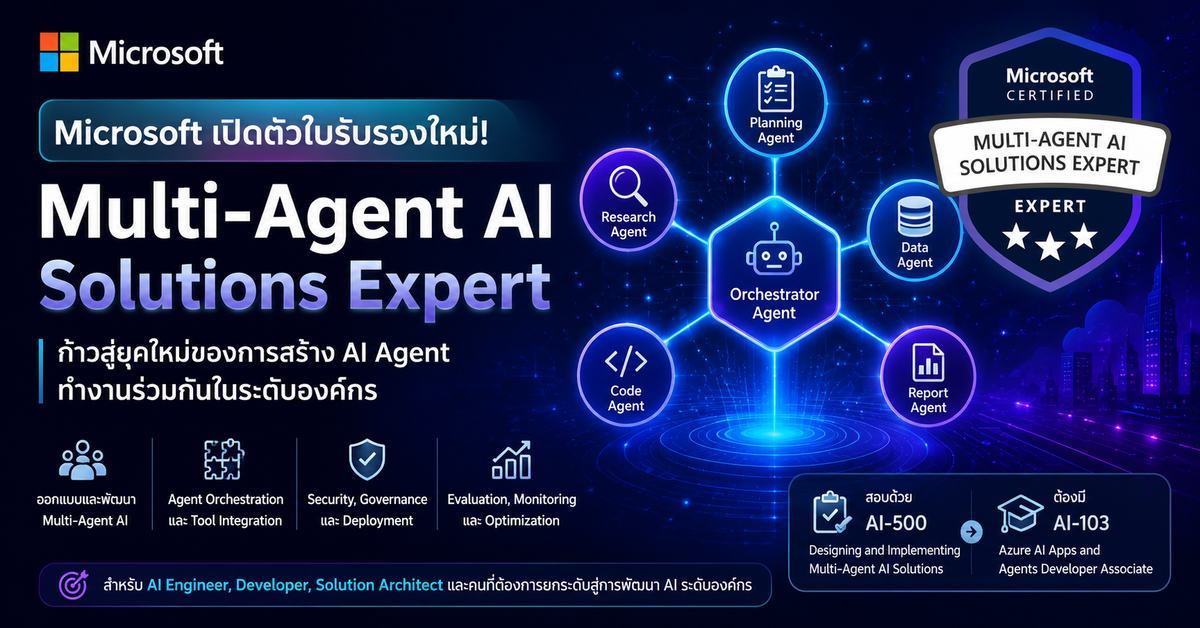 Microsoft เปิดให้สอบใบรับรองใหม่ด้าน Multi-Agent AI Solutions Expert