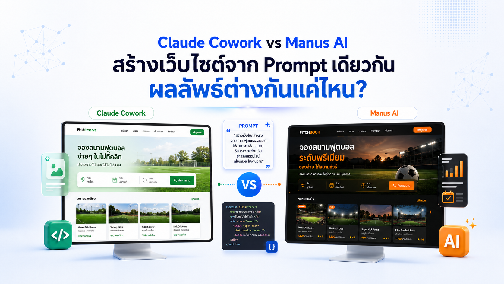Claude Cowork vs Manus AI สร้างเว็บไซต์จาก Prompt เดียวกัน ผลลัพธ์ต่างกันแค่ไหน?