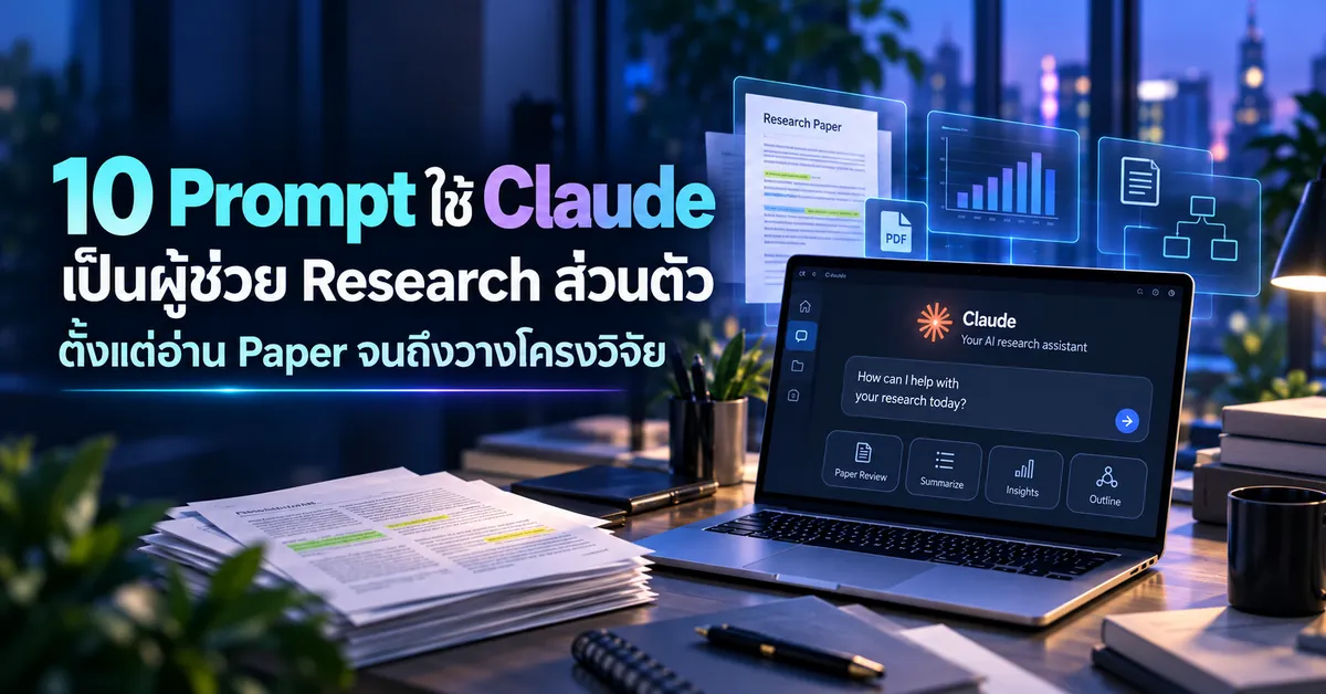 10 Prompt ใช้ Claude เป็นผู้ช่วย Research ส่วนตัว ตั้งแต่อ่าน Paper จนถึงวางโครงวิจัย
