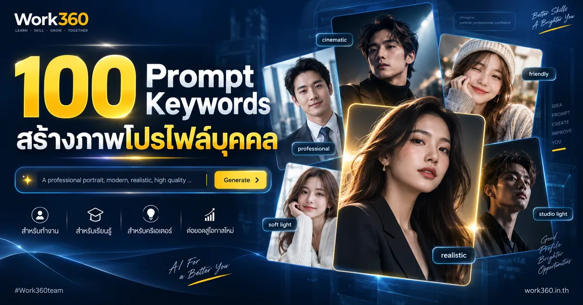 100 Prompt Keywords สร้างภาพโปรไฟล์บุคคล