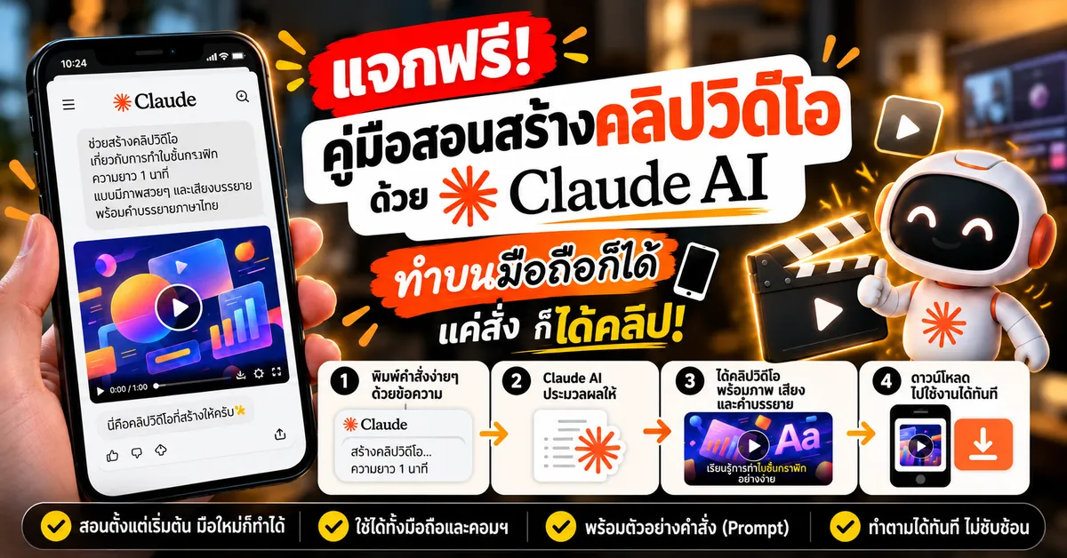 แจกฟรี คู่มือสอนทำคลิปด้วย Claude 